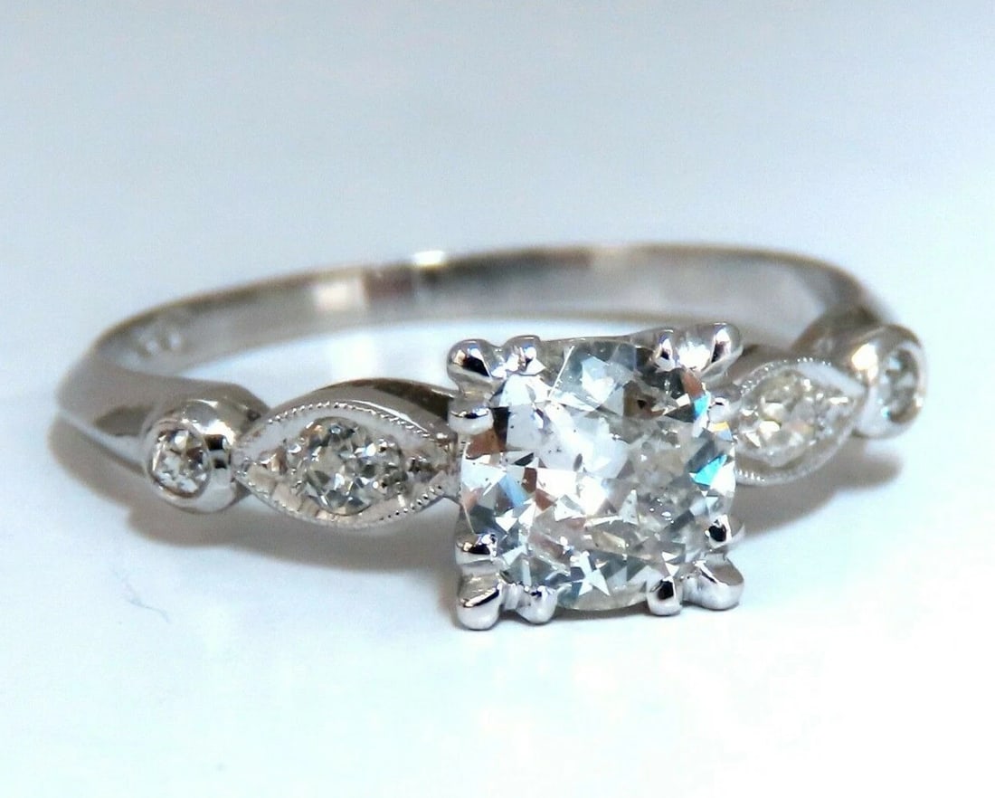 .76ct Natural Round Diamond Vintage Platinum Ring (1 of 7)