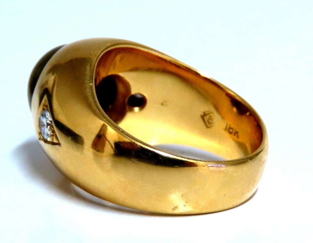 GIA Certified Natural Chrysoberyl Cats Eye Mens Diamond Signet Ring 18kt - 4