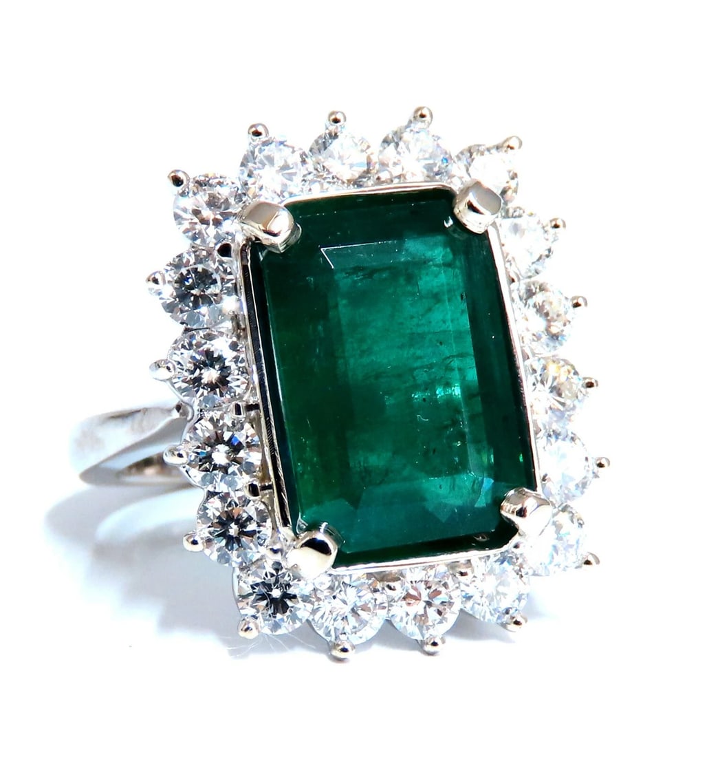GIA Certified 6.26ct natural green emerald diamonds ring 18kt Halo Prime (1 of 7)