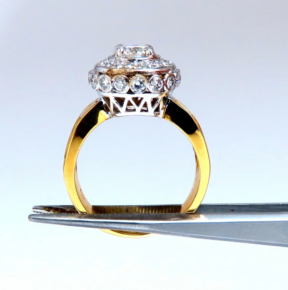 GIA Certified .59ct round cut diamond Raised Crown ring Flush 14Kt - 5