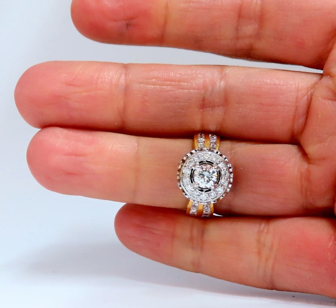 GIA Certified .59ct round cut diamond Raised Crown ring Flush 14Kt - 7