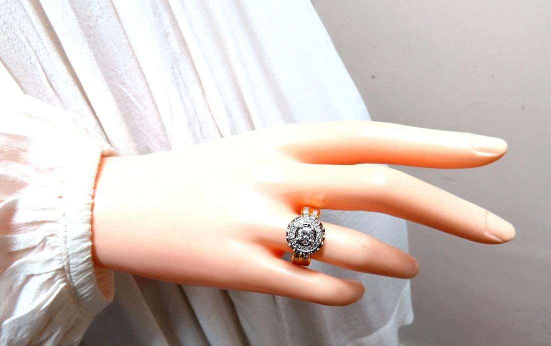 GIA Certified .59ct round cut diamond Raised Crown ring Flush 14Kt - 9