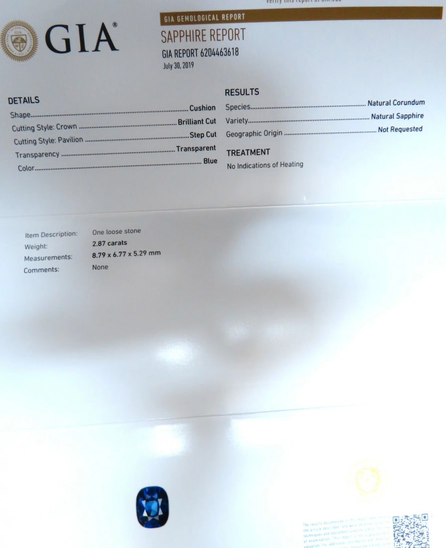 GIA Certified 2.87ct Natural No Heat Sapphire 2.64ct Diamond Ring Unheated 14kt - 7