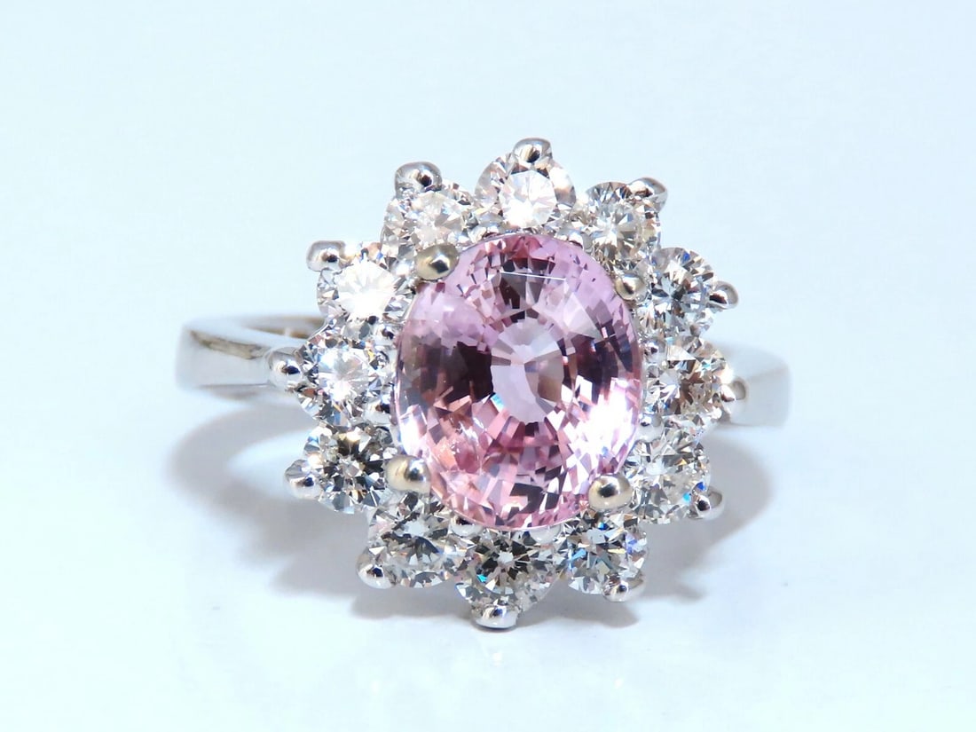 GIA Certified 3.58ct Natural Padparadscha Pink Sapphire Diamond Ring Fine - 3