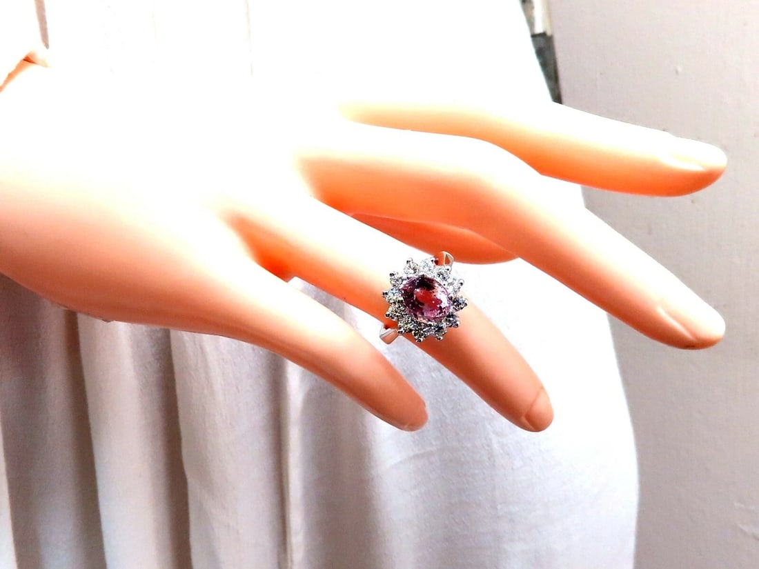 GIA Certified 3.58ct Natural Padparadscha Pink Sapphire Diamond Ring Fine - 7
