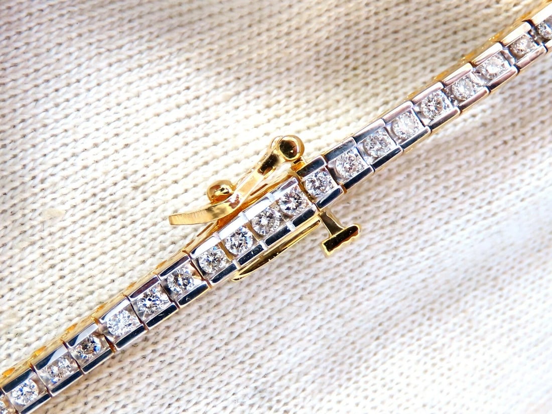 1.40ct Natural Diamonds Tennis Bracelet 14kt Gold Classic Channel Mount** - 4