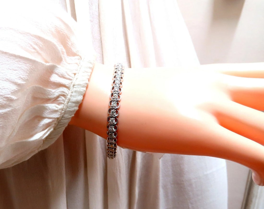 3.80ct Natural Diamonds InterLink Tennis Bracelet 14kt Gold** - 6