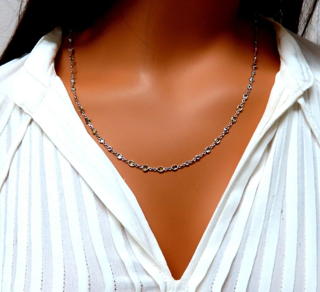 11.16ct Natural Multicolored Fancy Colored Diamonds Yard Necklace 14kt** - 7