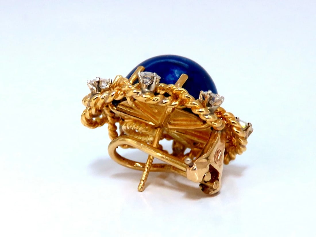 GIA Certified Natural Lapis Diamond Clip Earrings & Ring 18kt** - 10