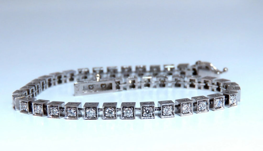 1.40ct Box Bead Set Prime Pave Natural Round Diamonds Bracelet 14kt** - 3