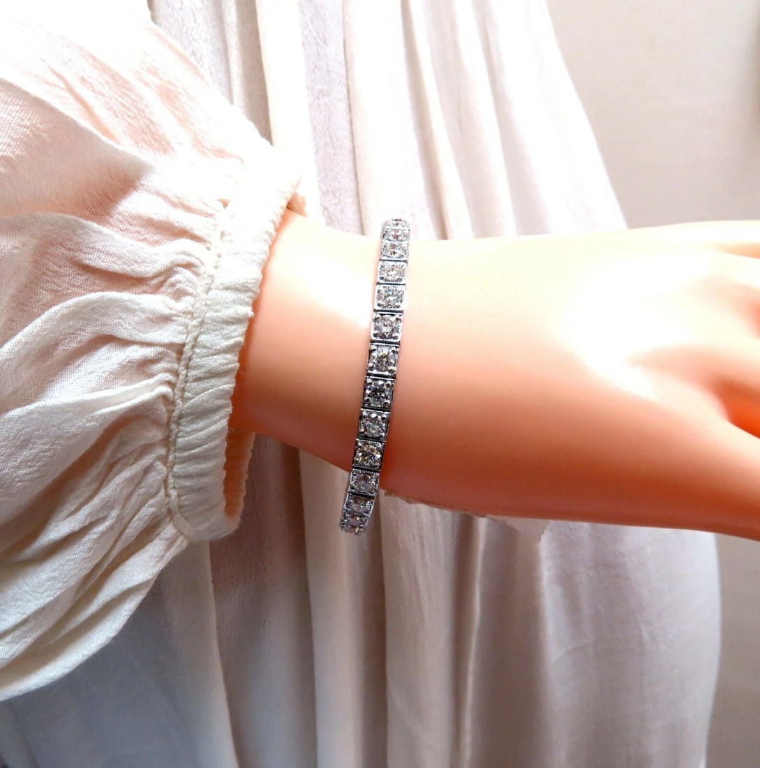 8.42ct Natural Diamonds Tennis Bracelet 14kt Gold Squared Box Bead Set** - 7