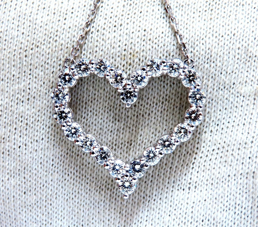 1.92ct Open Heart Natural diamonds necklace 14 karat** - 2