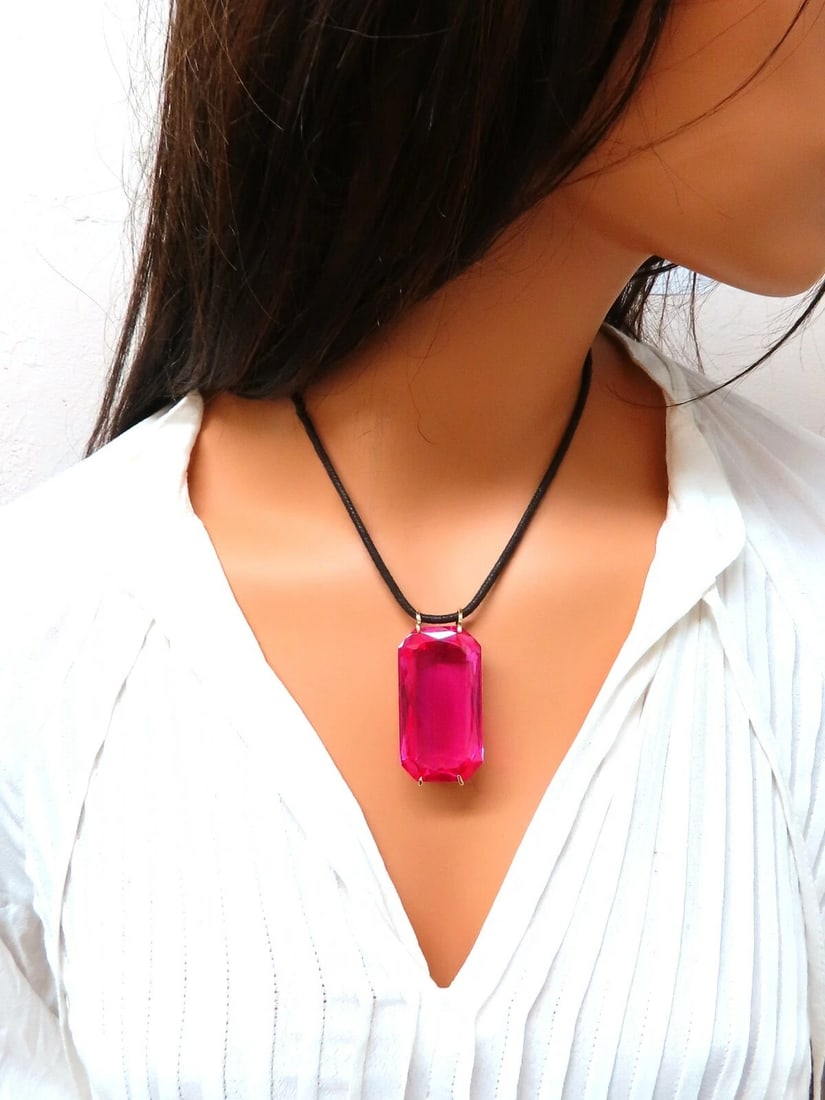 156ct GIA Certified Lab Pink Sapphire necklace 14kt ** - 11