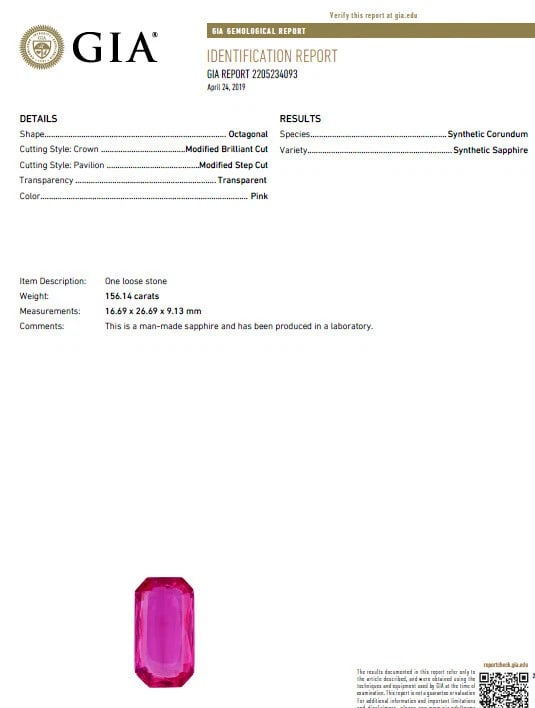 156ct GIA Certified Lab Pink Sapphire necklace 14kt ** - 12