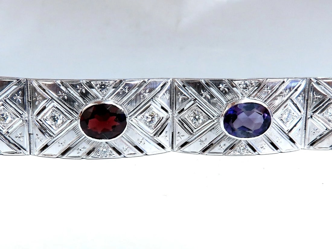 24.30ct Natural Gem Line Vintage Graver Etch Cuff Bracelet 18kt** - 5
