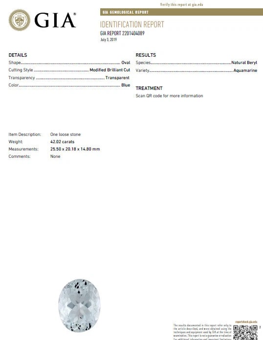 GIA Certified Natural 42.02ct Blue Aquamarine Diamonds Necklace 14Kt ** - 3