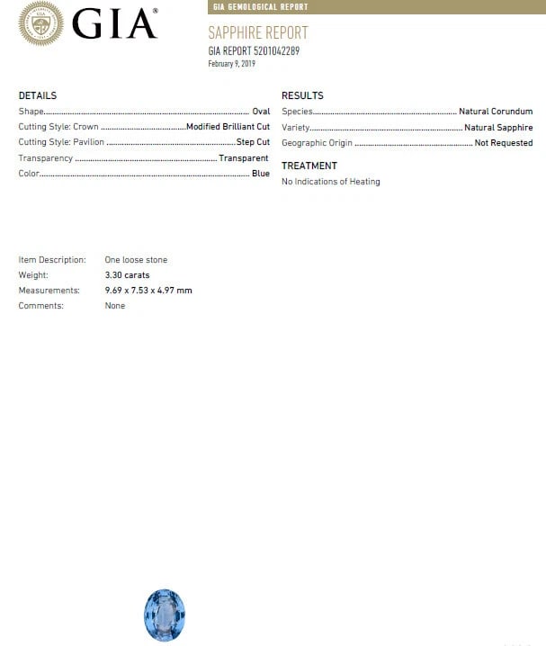 GIA Certified 3.30ct Natural No Heat Sapphire Diamond Ring Unheated 14 Karat - 3