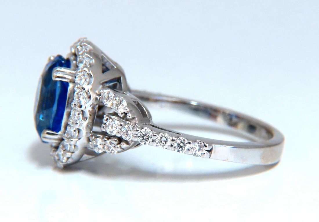 GIA Certified 3.30ct Natural No Heat Sapphire Diamond Ring Unheated 14 Karat - 5