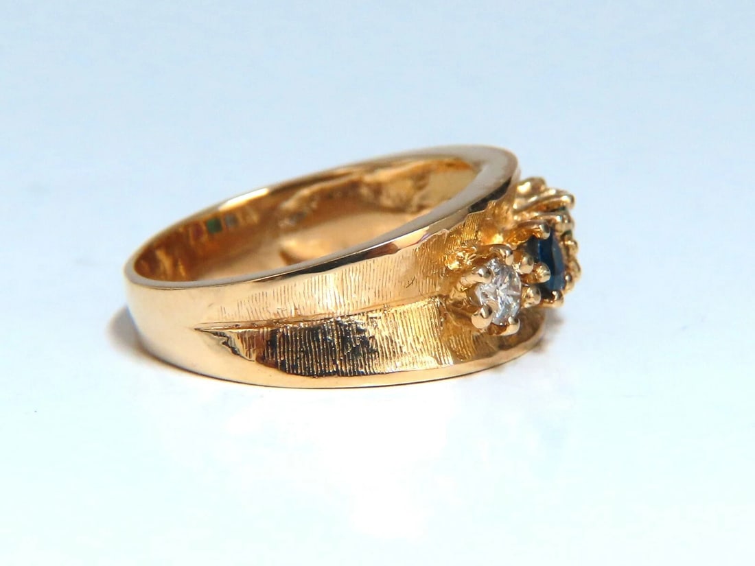 1.25ct Natural Sapphire Emerald & Diamond Mothers 5 Ring 14 Karat - 3