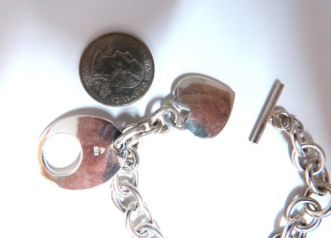Sterling Silver Toggle Heart Link Bracelet** - 3