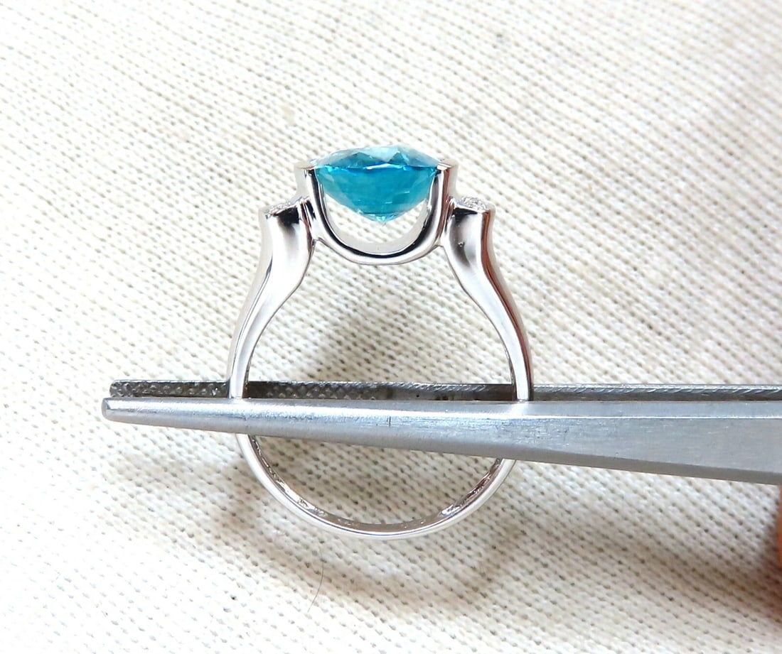 5.65ct Natural Indigo Blue zircon Diamonds Ring 14kt** - 3