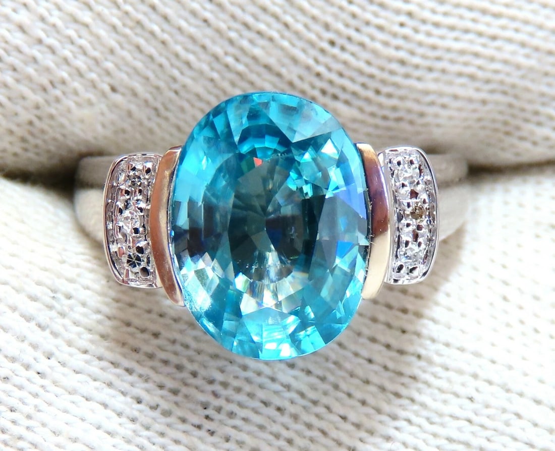 5.65ct Natural Indigo Blue zircon Diamonds Ring 14kt** - 4