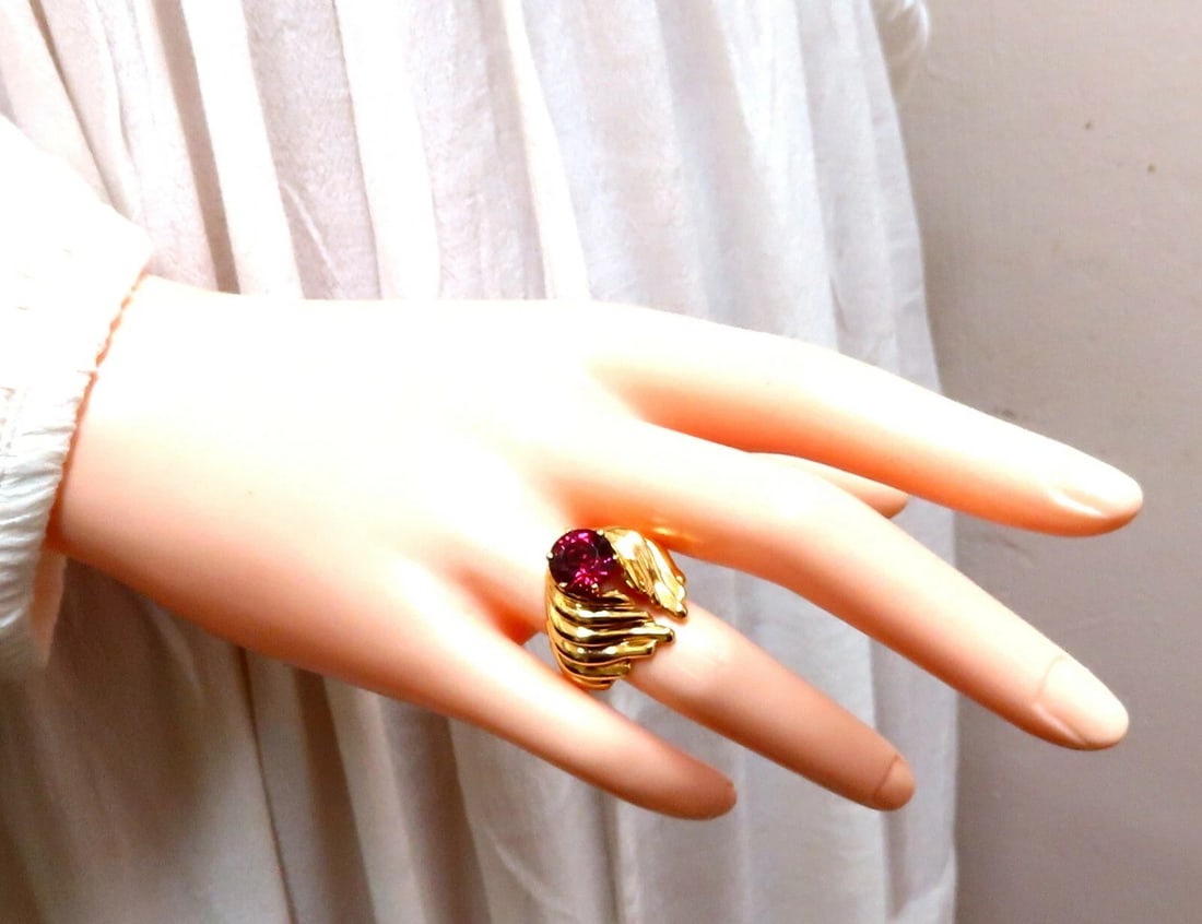 2.02ct Natural Tourmaline Solitaire Ring 14kt Eagle Wing Wrap** - 7