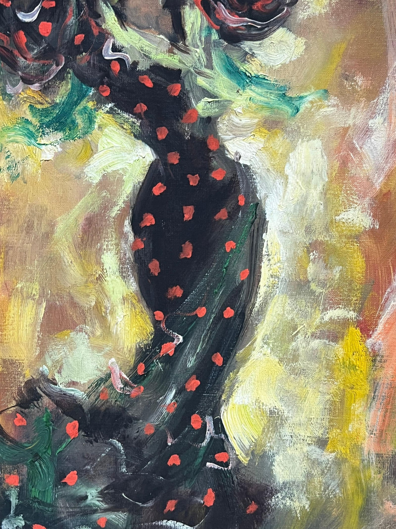 ‘Rita’ Spanish Flamenco Dancer in Fiery Motion Vibrant Signed Oil Painting C.1960's - 6
