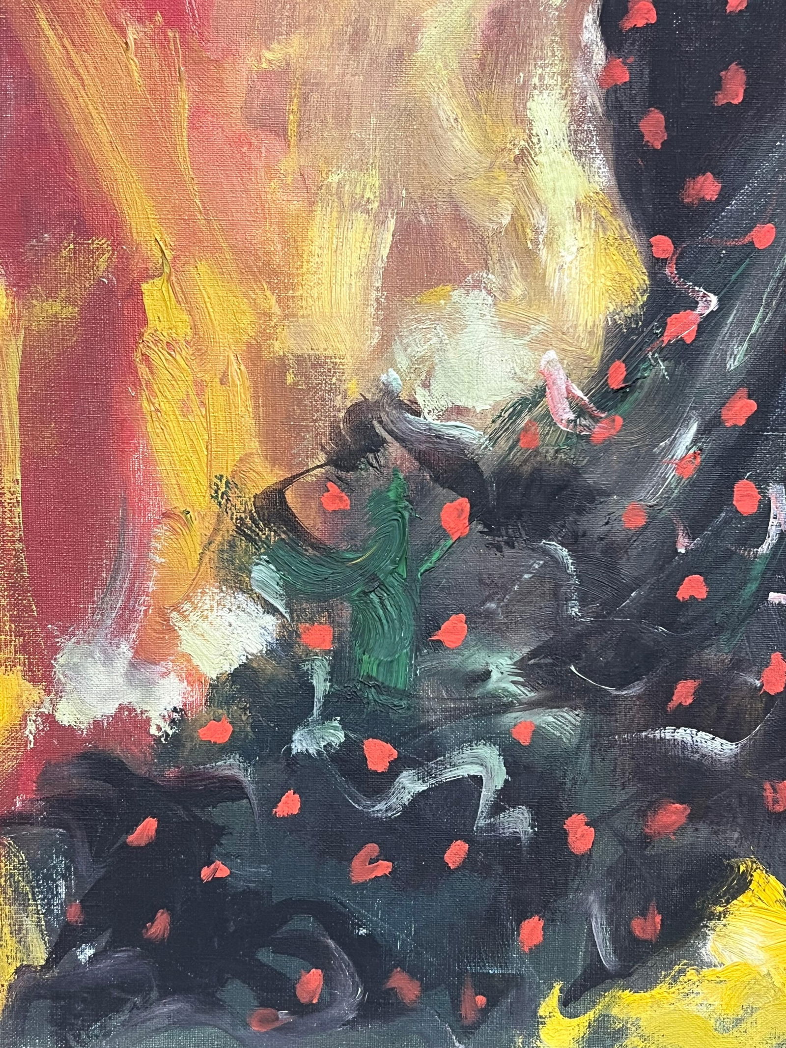‘Rita’ Spanish Flamenco Dancer in Fiery Motion Vibrant Signed Oil Painting C.1960's - 7