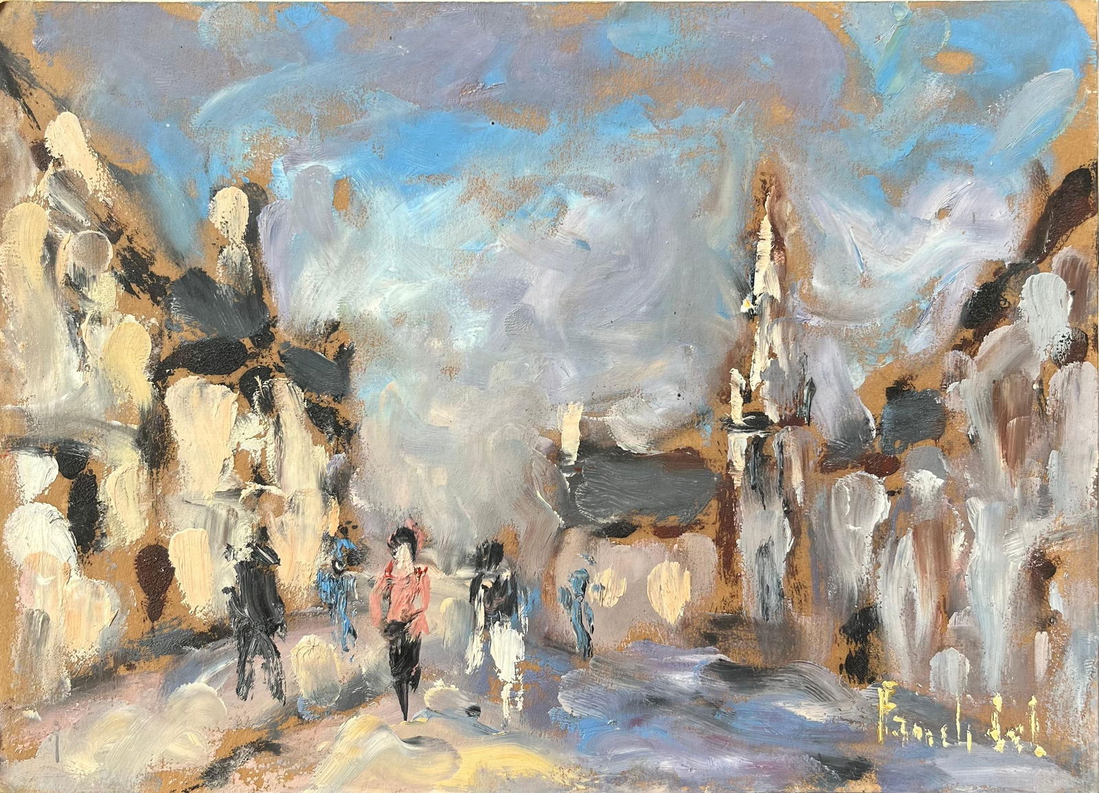 Rue de Village animée French Oil Painting of a Village Street Scene 2002 (1 of 19)