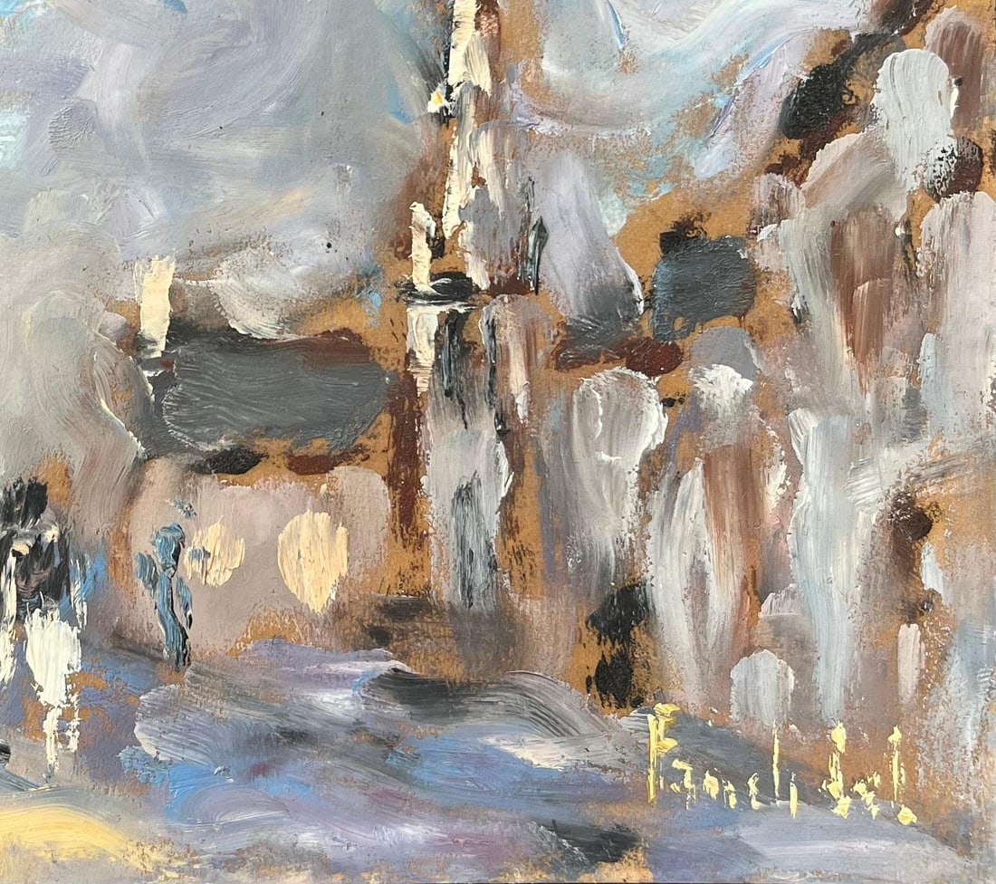 Rue de Village animée French Oil Painting of a Village Street Scene 2002 - 2