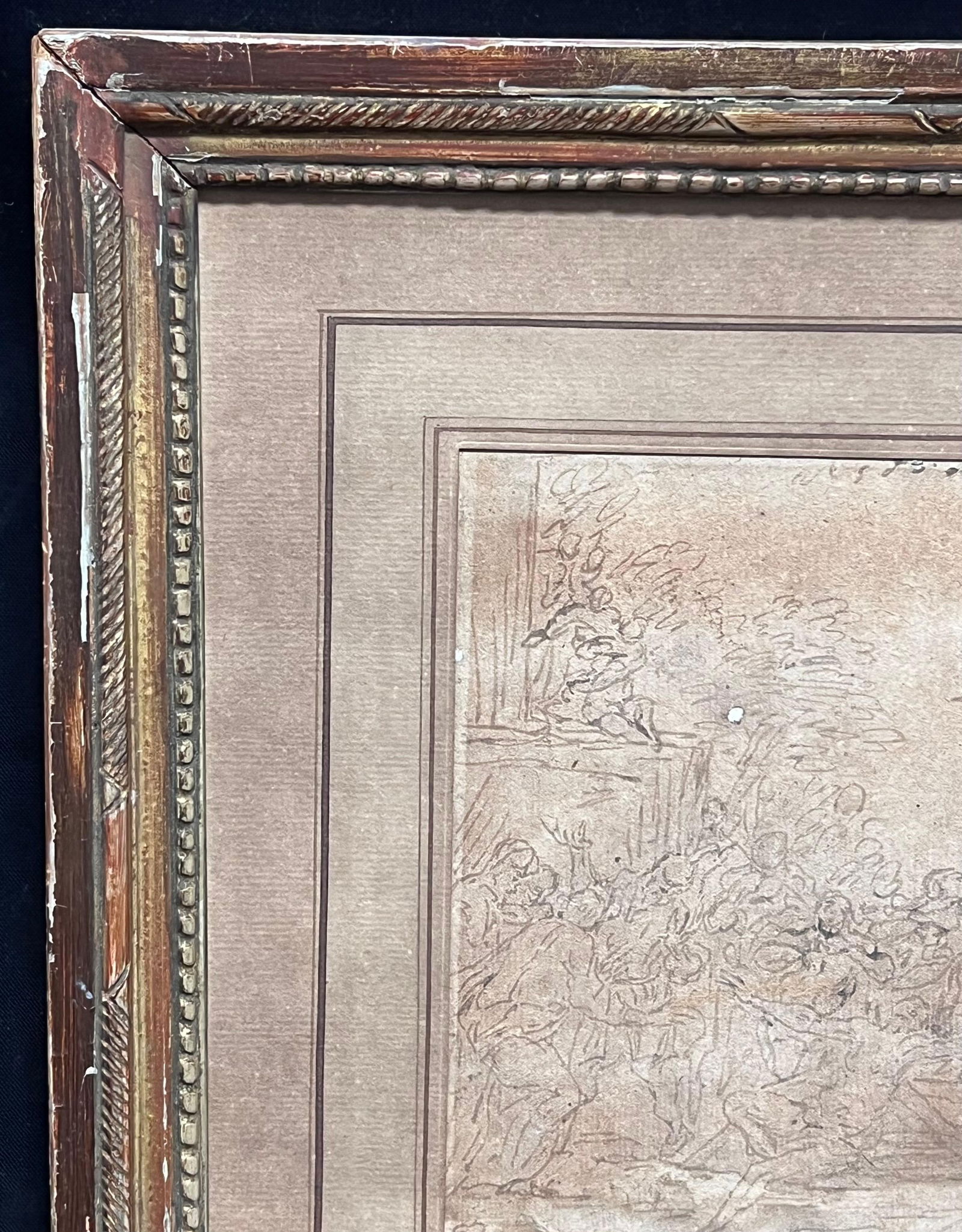 17th Century Dutch Old Master Ink Drawing Christ on the Cross Many Figures 1674 1674 - 9