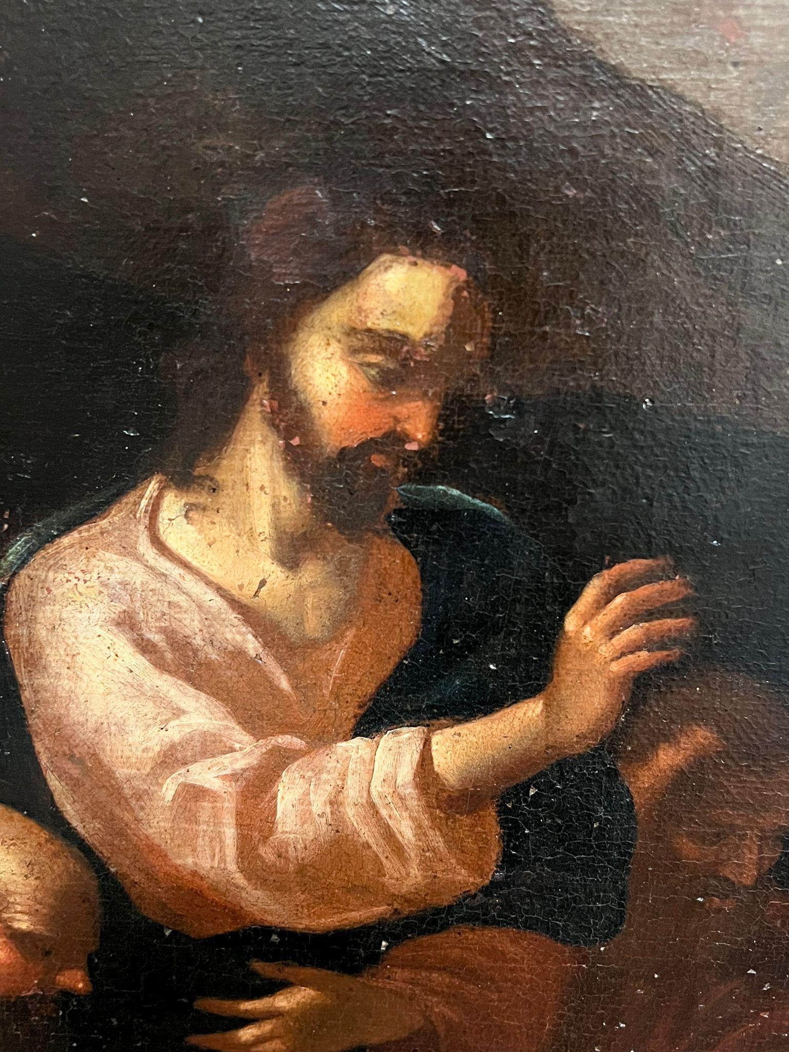 17th Century Large Italian Old Master Oil Christ and the Penitent Canaanite 17th Century - 7
