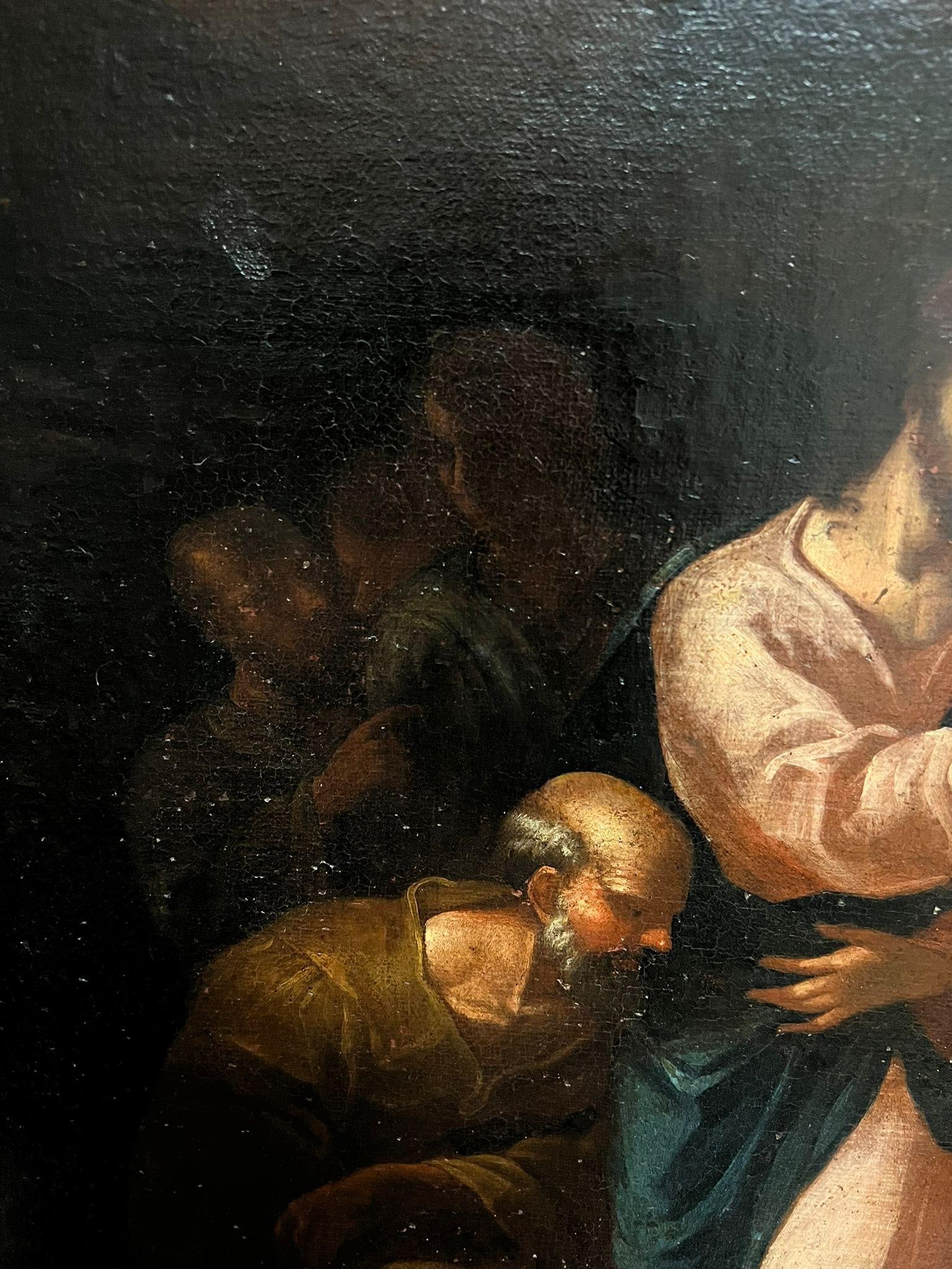 17th Century Large Italian Old Master Oil Christ and the Penitent Canaanite 17th Century - 11