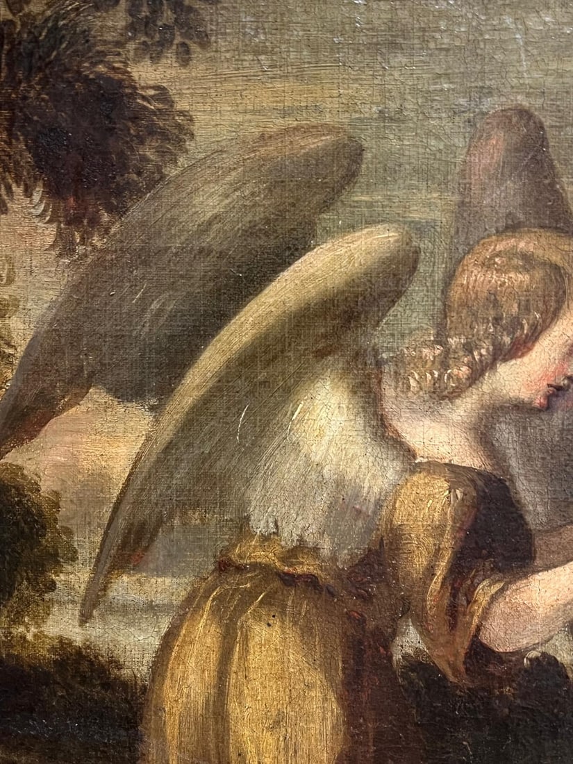 17th Century Painting Baroque Madonna & Child Attendant Angels Offering Gifts 17th Century - 9