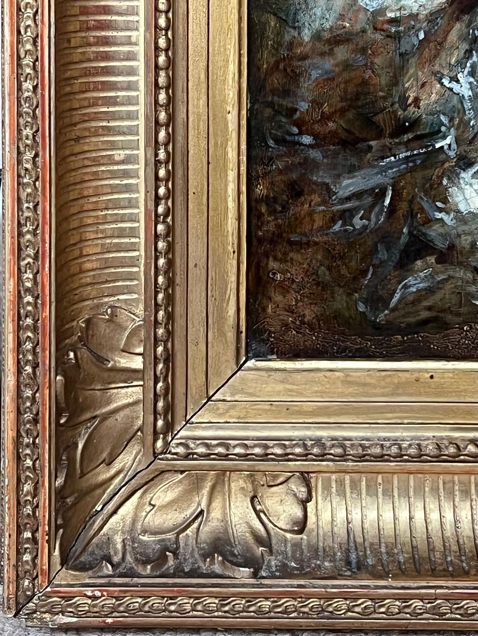 1800's French Rococo Oil Panel Painting Scantily Clad Woman in Wooded Landscape 1800's - 7