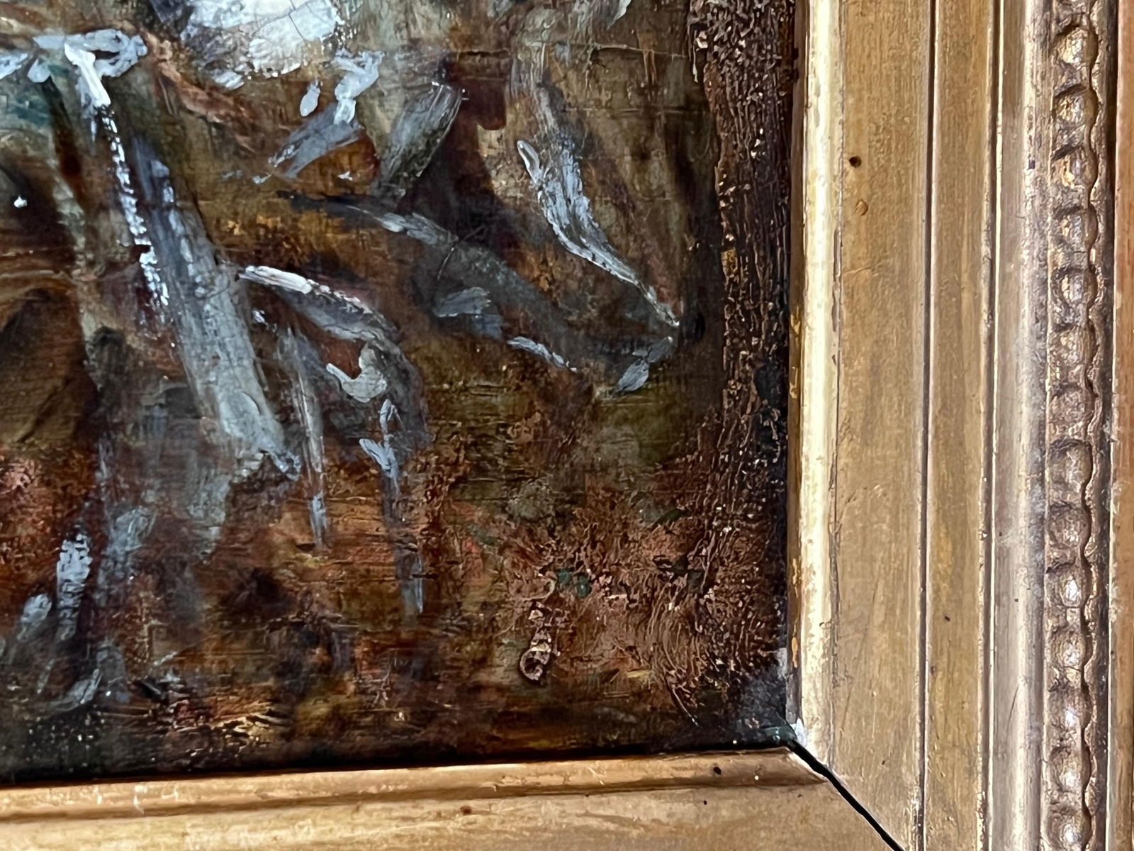 1800's French Rococo Oil Panel Painting Scantily Clad Woman in Wooded Landscape 1800's - 9