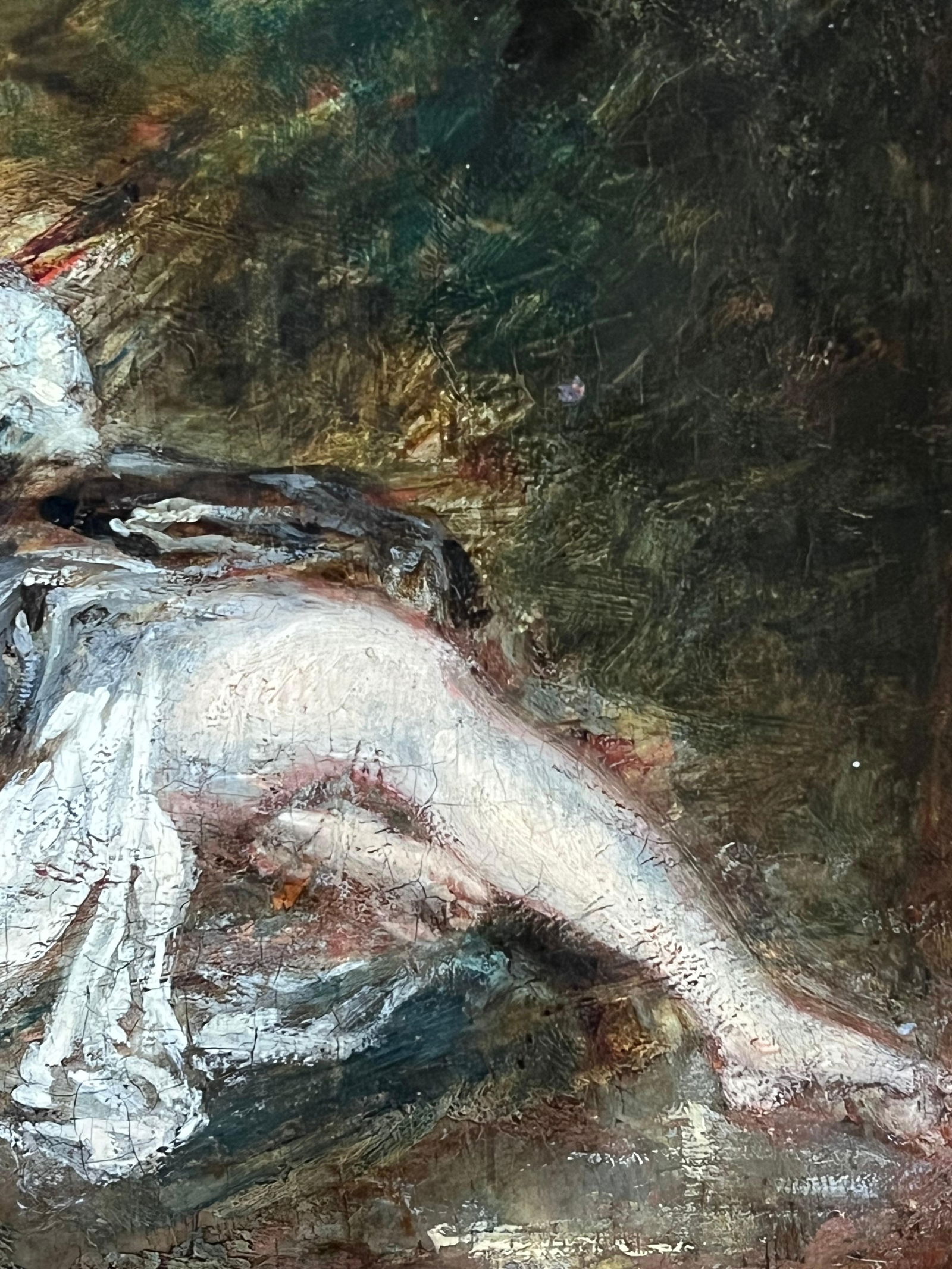 1800's French Rococo Oil Panel Painting Scantily Clad Woman in Wooded Landscape 1800's - 10