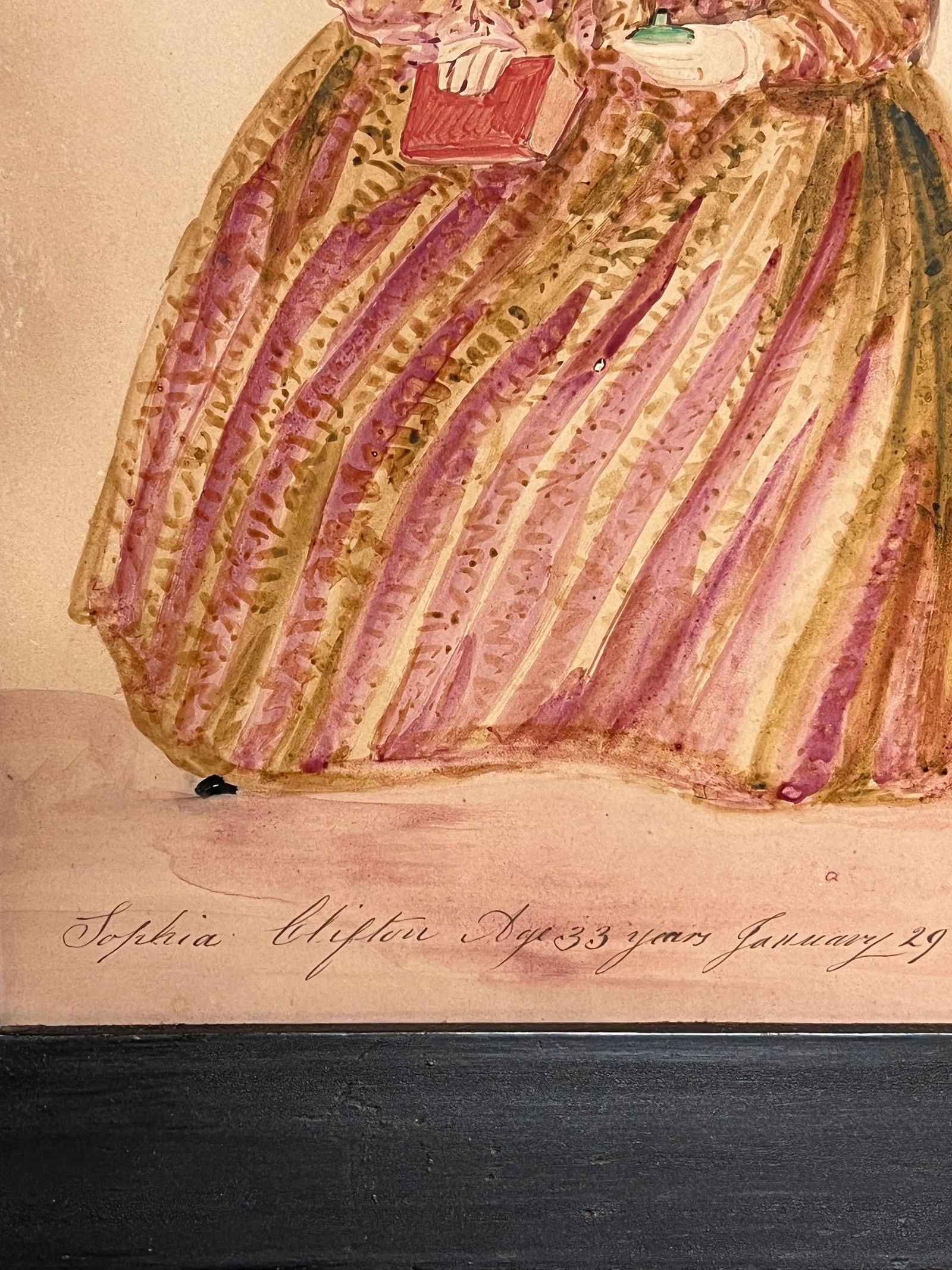 1840's English Watercolor Portrait of a Young Mother Titled Inscribed & Dated 1847 - 10