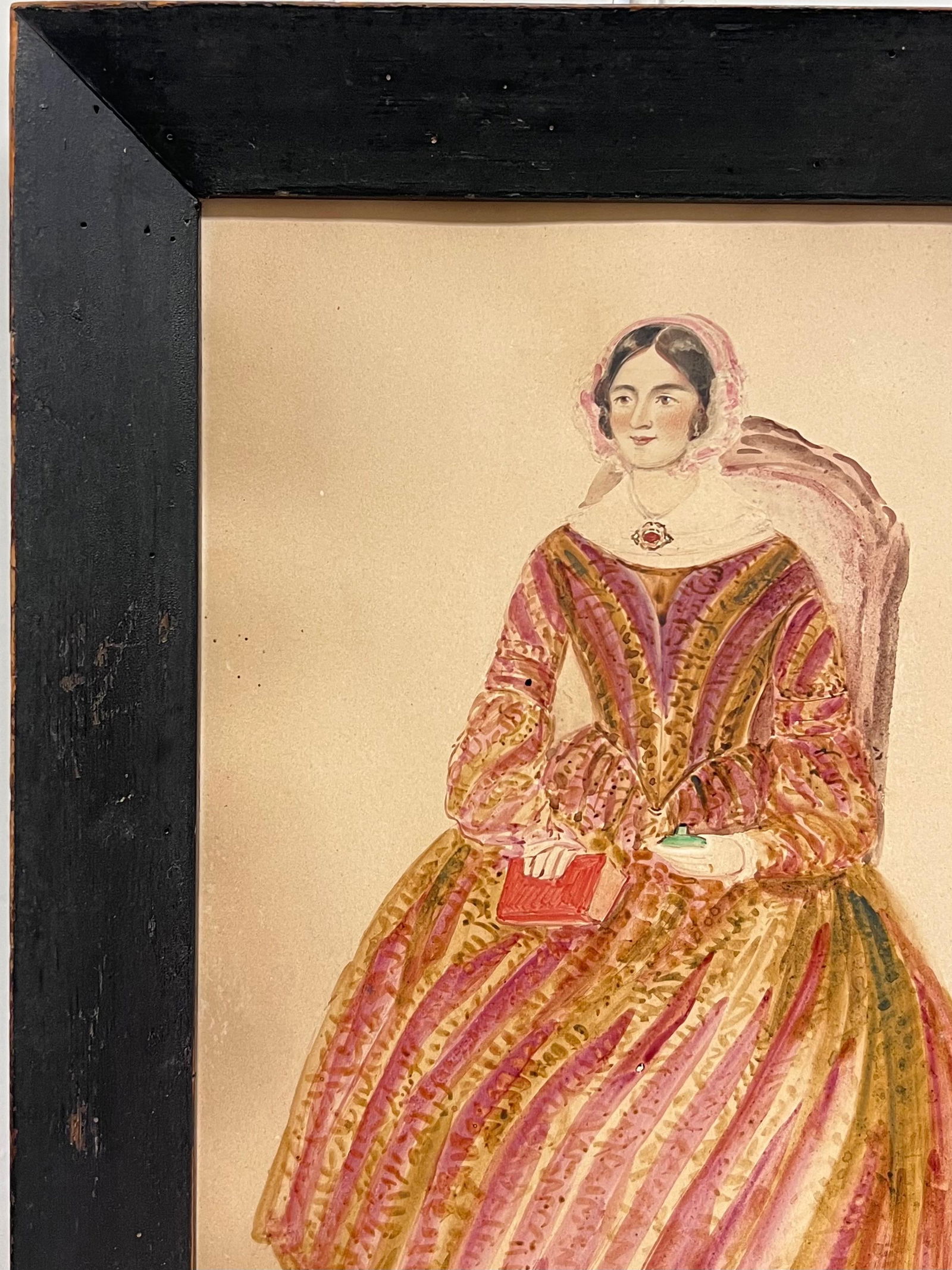 1840's English Watercolor Portrait of a Young Mother Titled Inscribed & Dated 1847 - 5