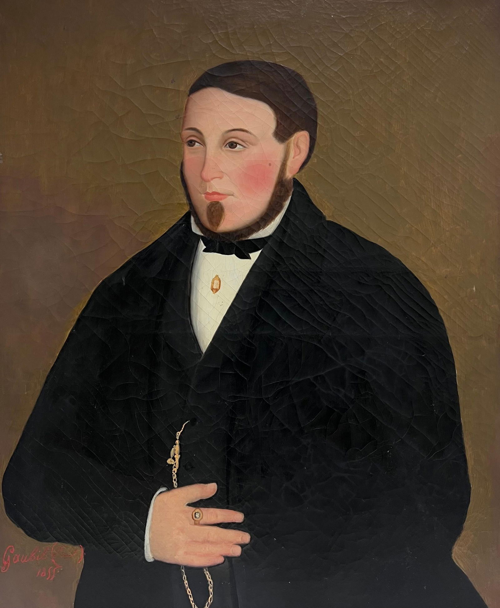 1850's Large Mid 19th Century French Portrait of a Young Gentleman Signed Oil 1855 (1 of 13)