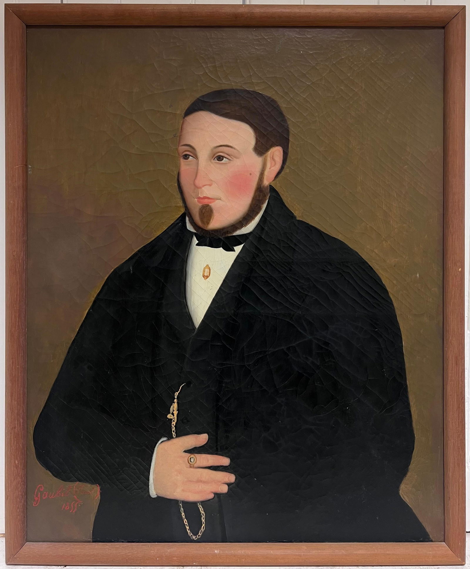 1850's Large Mid 19th Century French Portrait of a Young Gentleman Signed Oil 1855 - 13