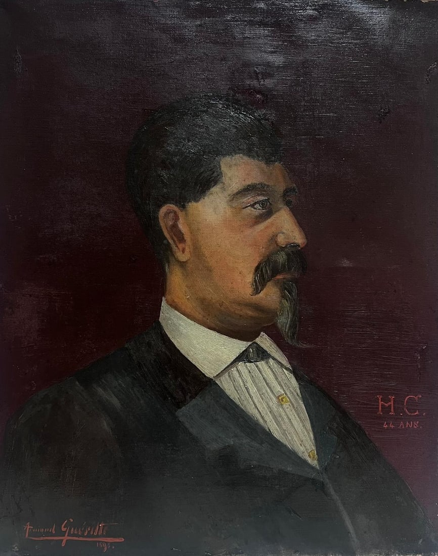 1890's French Portrait of Character Man Signed & Dated 1896 titled oil painting 1896 - 4