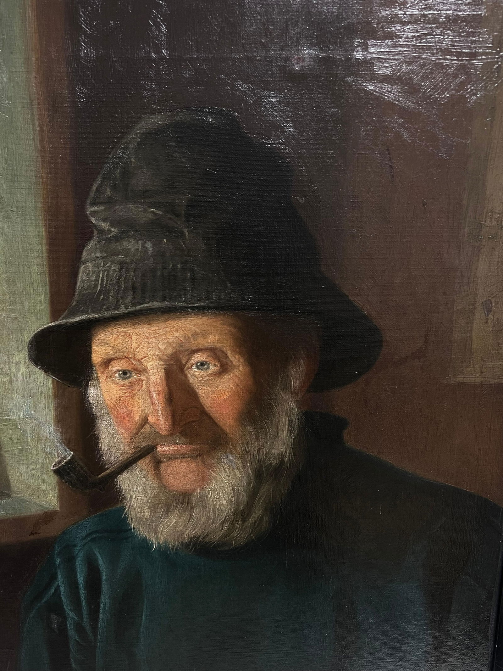 1890's Portrait Painting of Whitby Fisherman in Yorkshire England Large Oil 1891 - 7