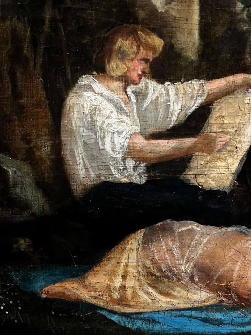 18th Century French Oil Artist Painting Figure Model Classical Garden Scene 18th Century - 8