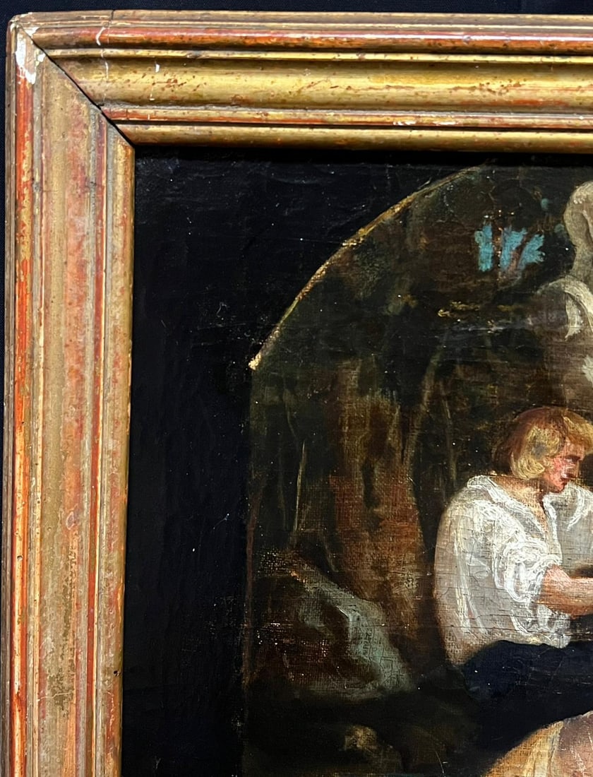 18th Century French Oil Artist Painting Figure Model Classical Garden Scene 18th Century - 9