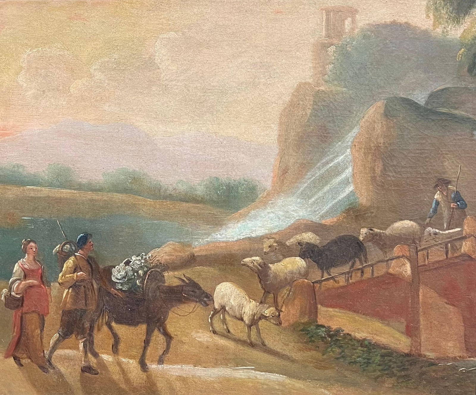 18th-Century Dutch Pastoral Scene with Travelers and Livestock Golden Landscape mid 18th Century - 5