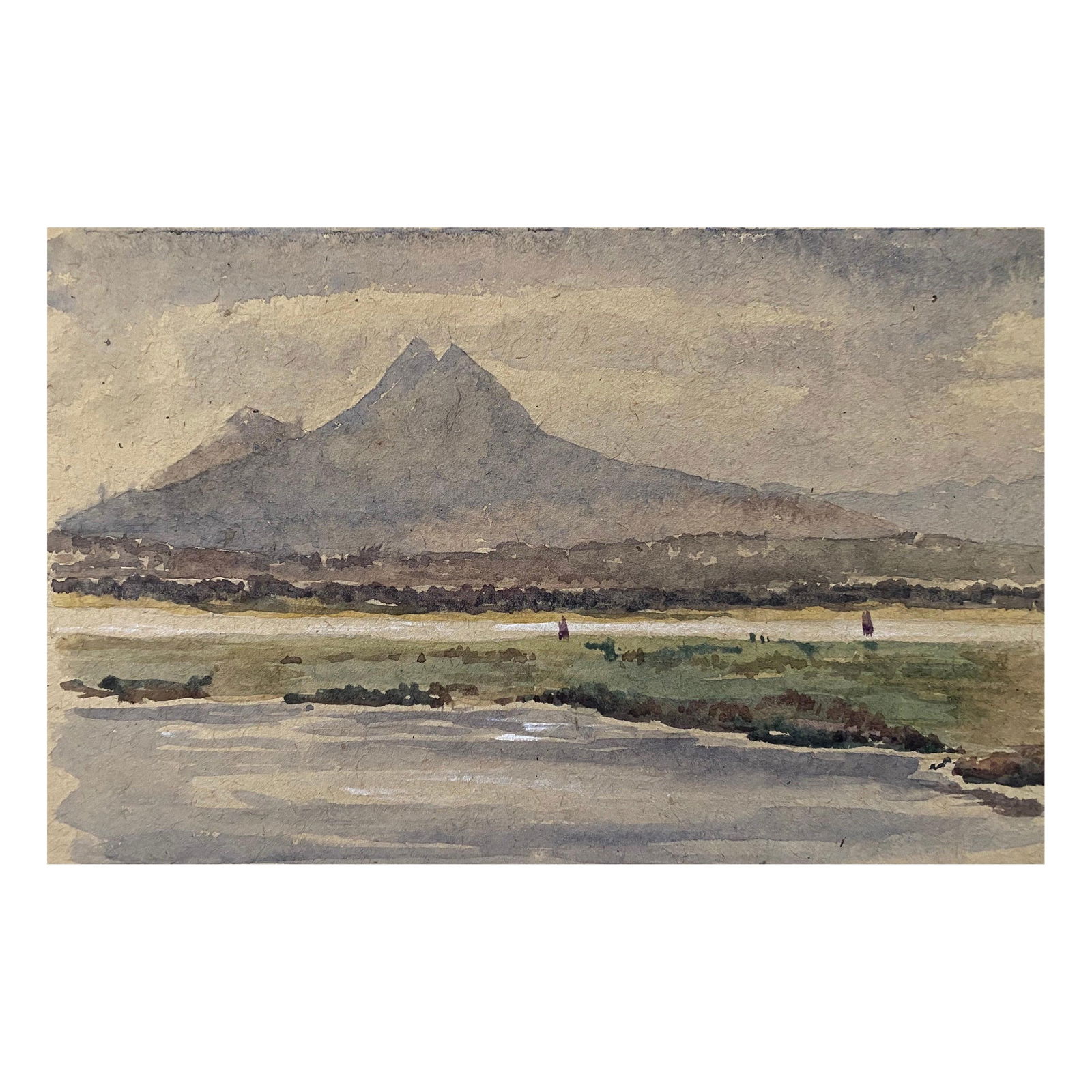 1900's English Impressionist Watercolor Painting Cliffs in the Distance circa 1900s (1 of 6)