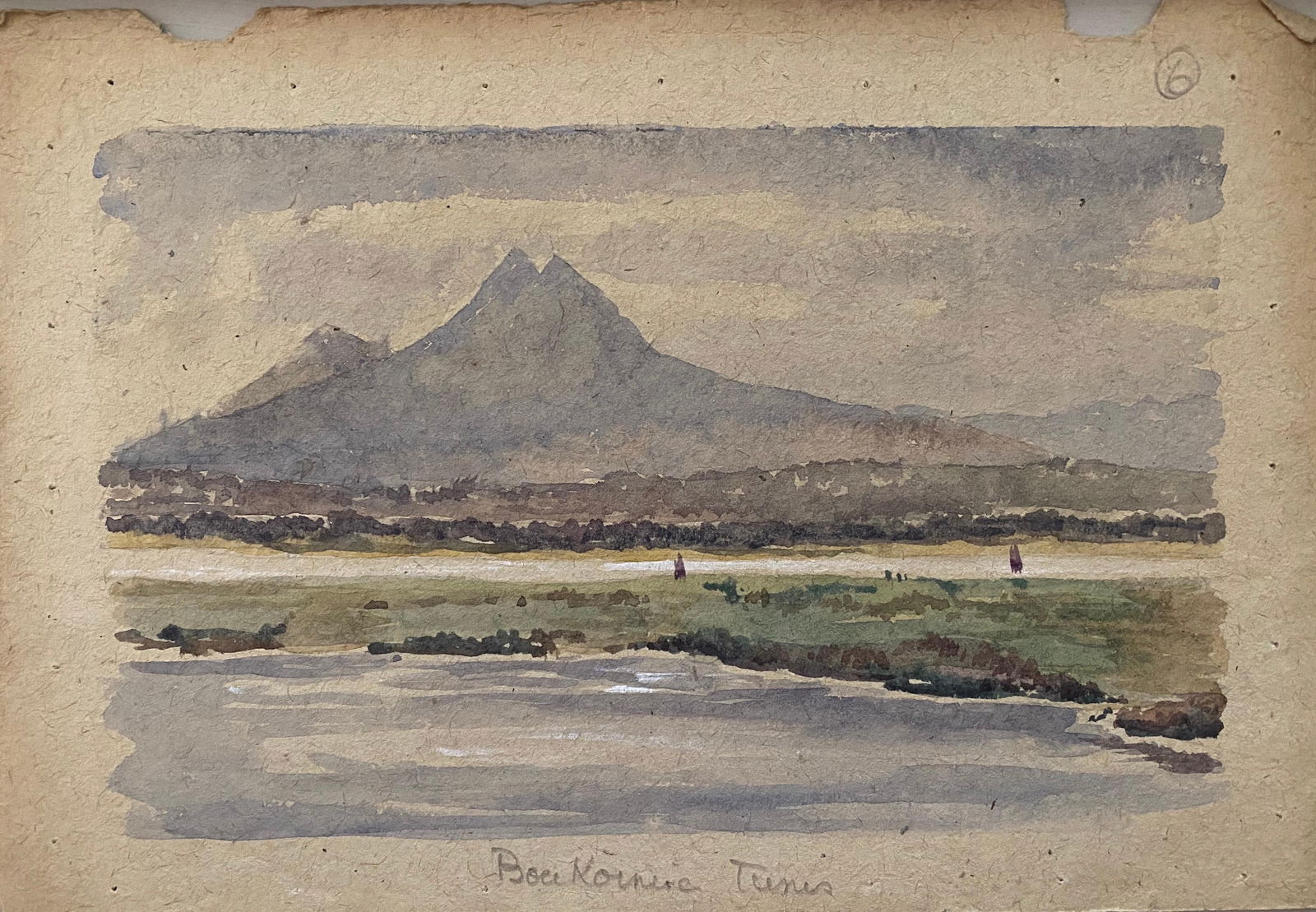 1900's English Impressionist Watercolor Painting Cliffs in the Distance circa 1900s - 3