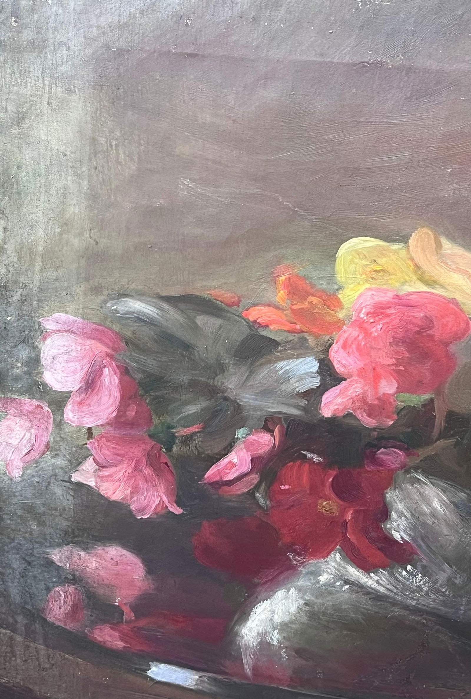 1900's French Impressionist Oil on Canvas Pretty Flowers Still Life Natural 1900 - 6